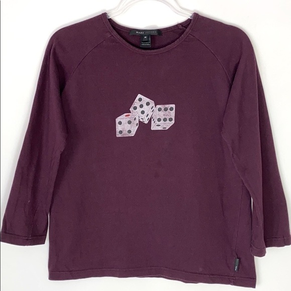 Marc Jacobs burgundy dice long sleeve tee Medium - Picture 1 of 7